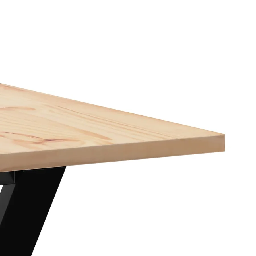 Table à manger cadre en Y 90x90x75 cm bois de pin massif acier - 7