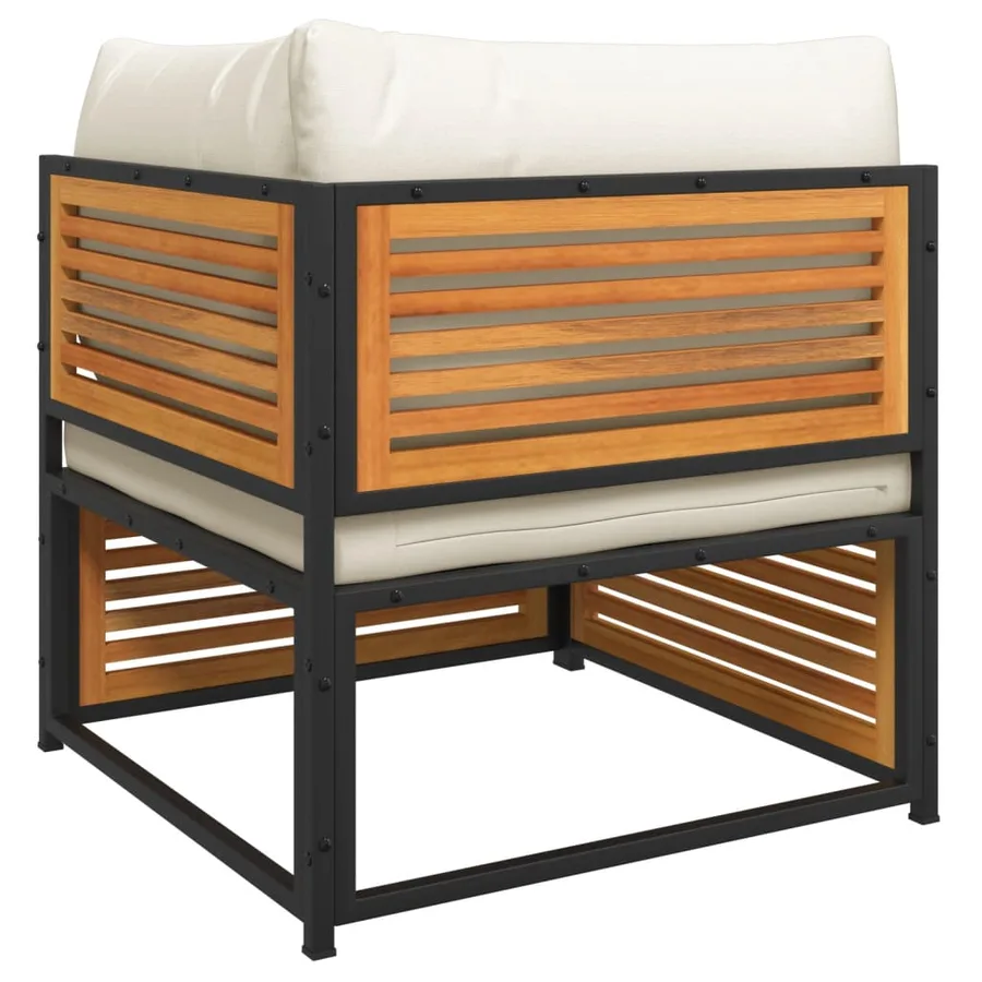 Salon de jardin avec coussins 9 pcs bois massif d'acacia - 7