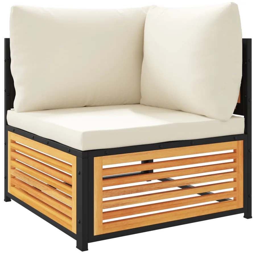 Salon de jardin avec coussins 6 pcs bois d'acacia solide - 5
