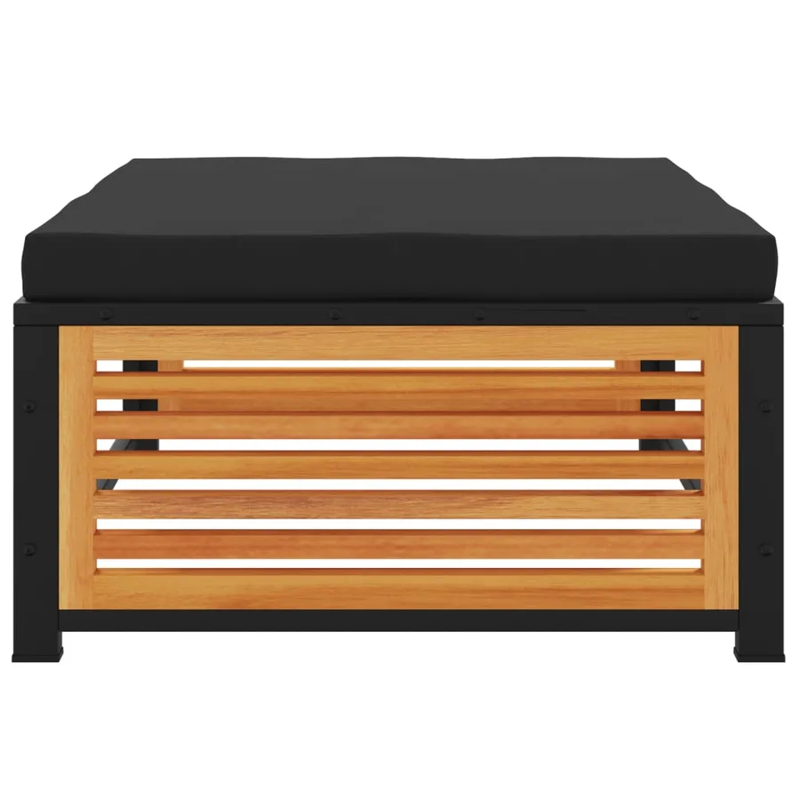 Tabouret de jardin avec coussin 68x68x30cm bois massif d'acacia - 4