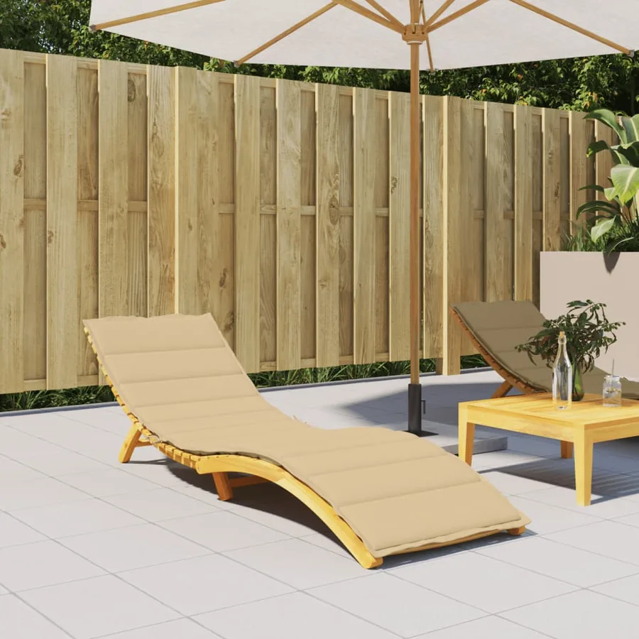Coussin de chaise longue beige mélangé 200x60x4 cm tissu - 3