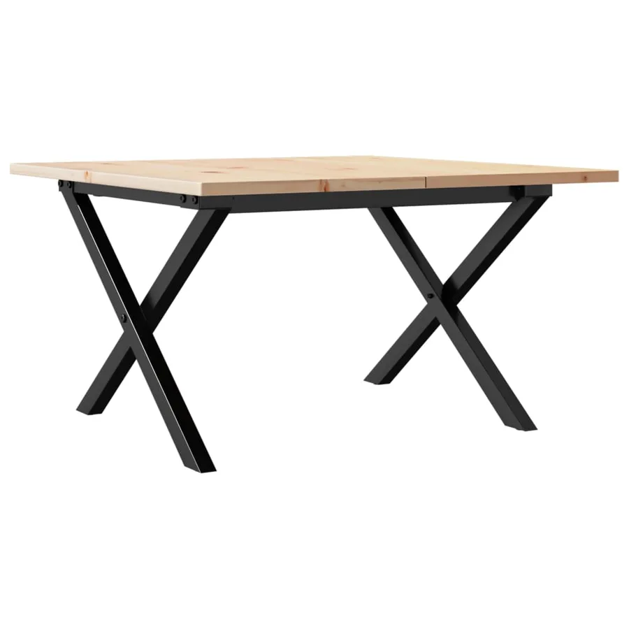 Table basse cadre en X 60x60x40 cm bois de pin massif et acier - 2