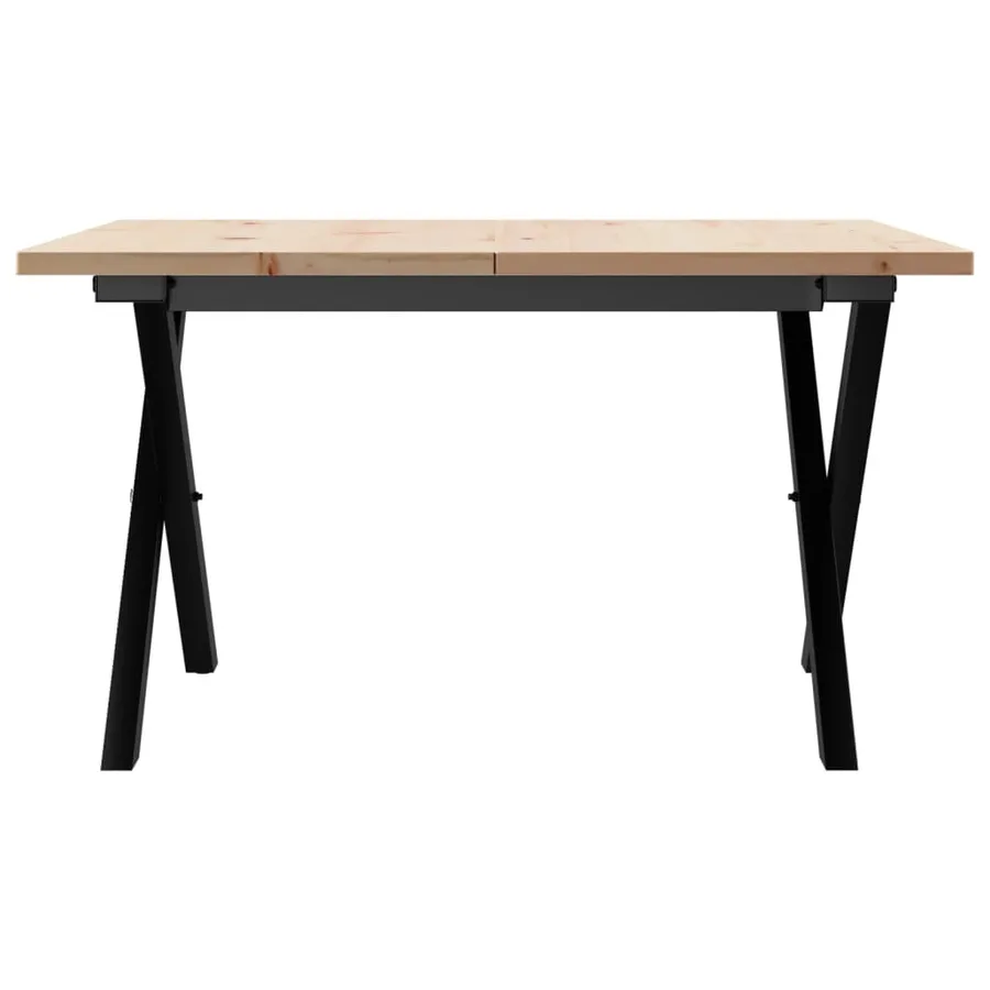 Table basse cadre en X 60x60x40 cm bois de pin massif et acier - 4