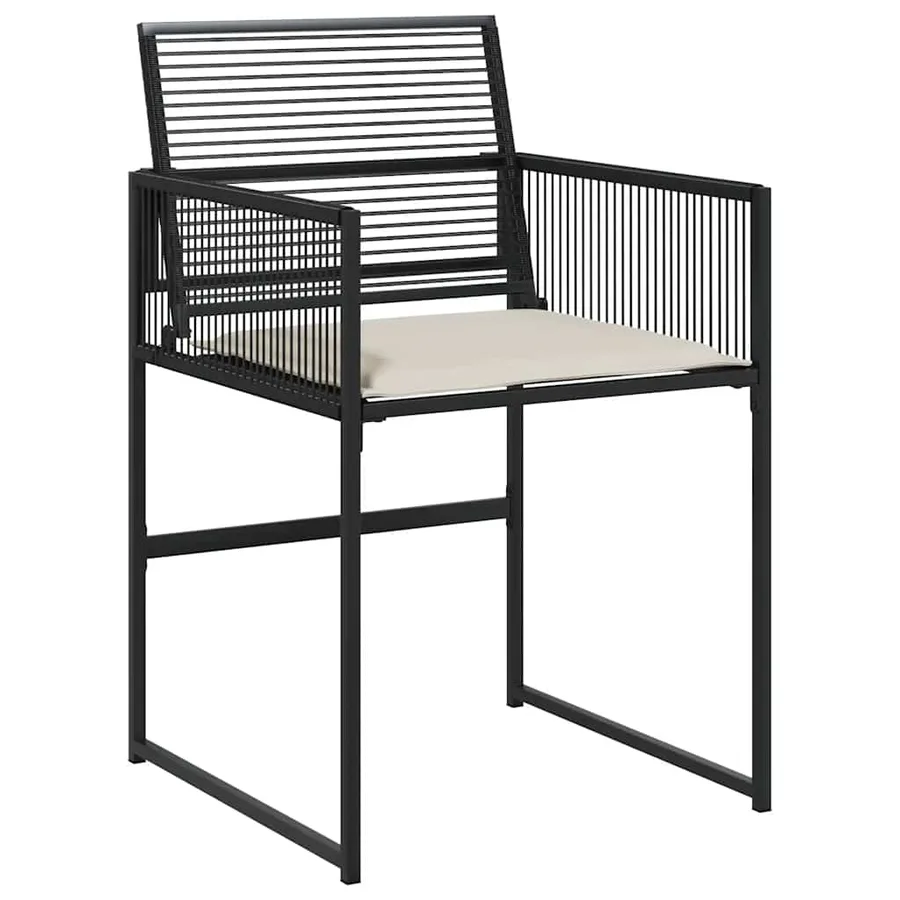 Ensemble à manger de jardin coussins 7 pcs noir résine tressée - 6