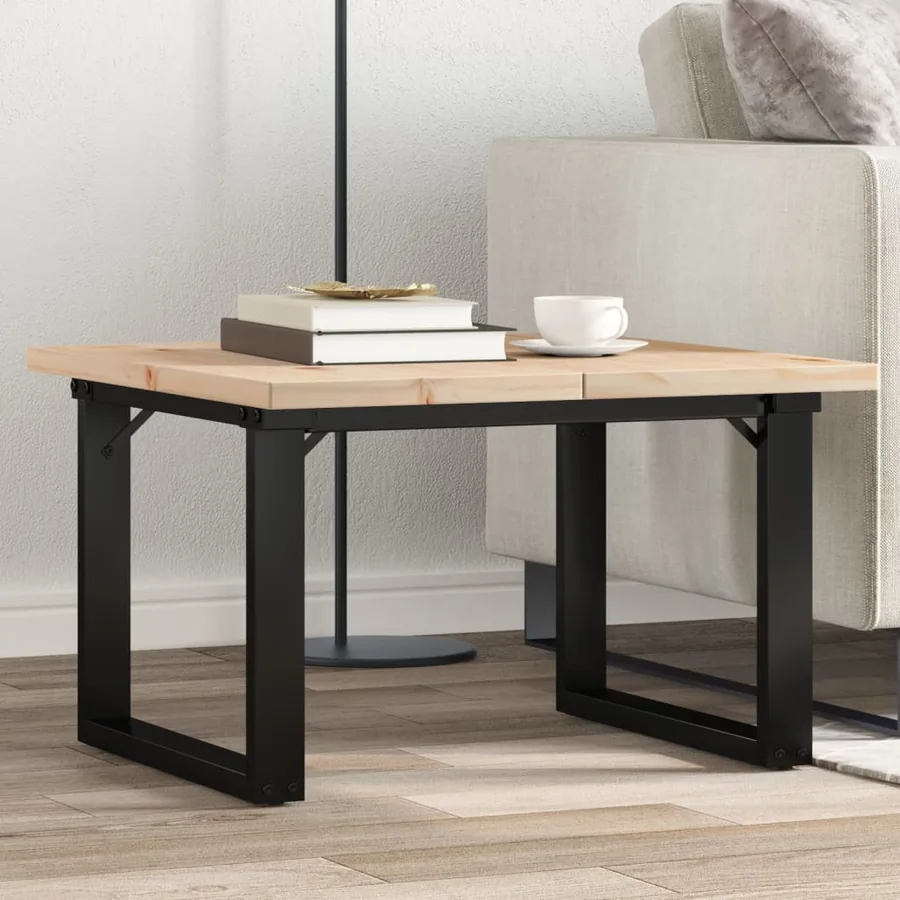 Table basse cadre en O 60x60x40,5cm bois de pin massif et acier