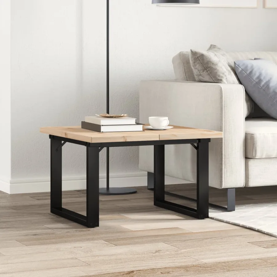 Table basse cadre en O 60x60x40,5cm bois de pin massif et acier - 3