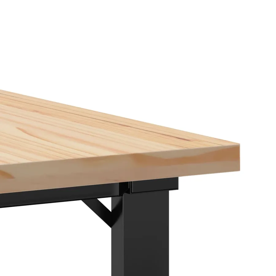 Table basse cadre en O 60x60x40,5cm bois de pin massif et acier - 7