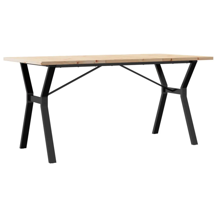 Table à manger cadre en Y 160x80x75,5 cm bois pin massif acier - 2