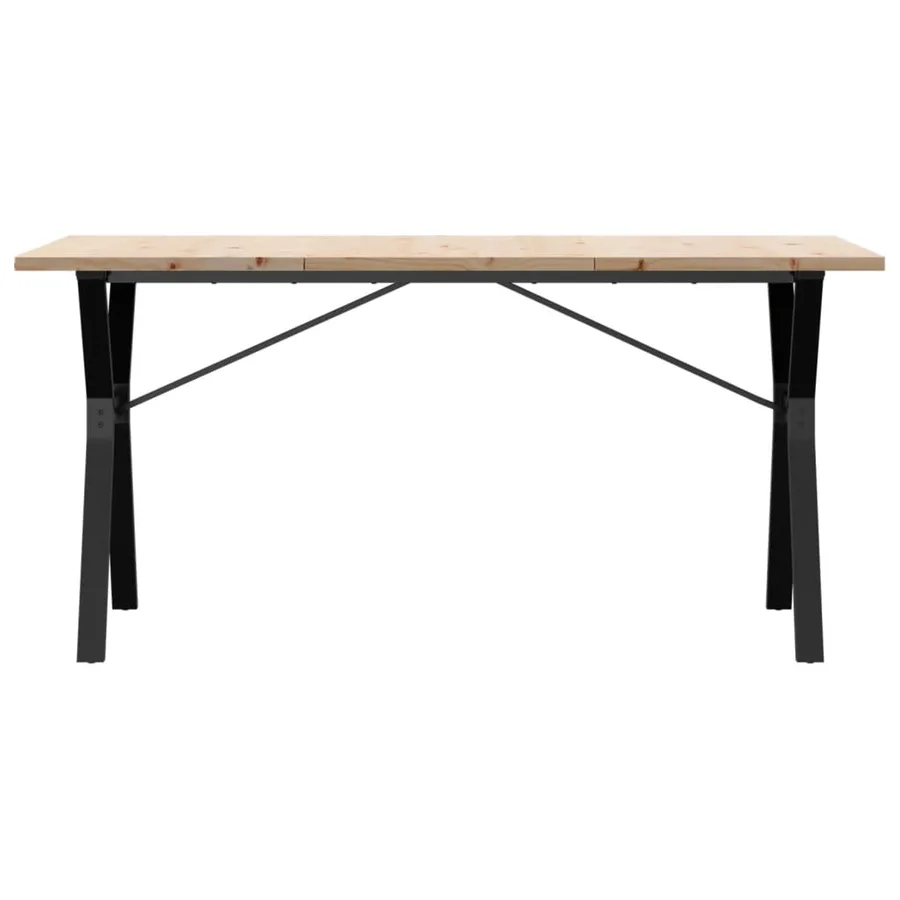 Table à manger cadre en Y 160x80x75,5 cm bois pin massif acier - 4