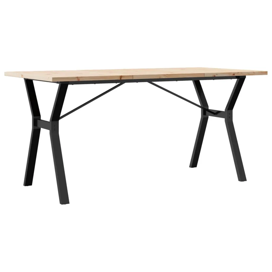 Table à manger cadre en Y 160x80x75,5 cm bois pin massif acier - 6