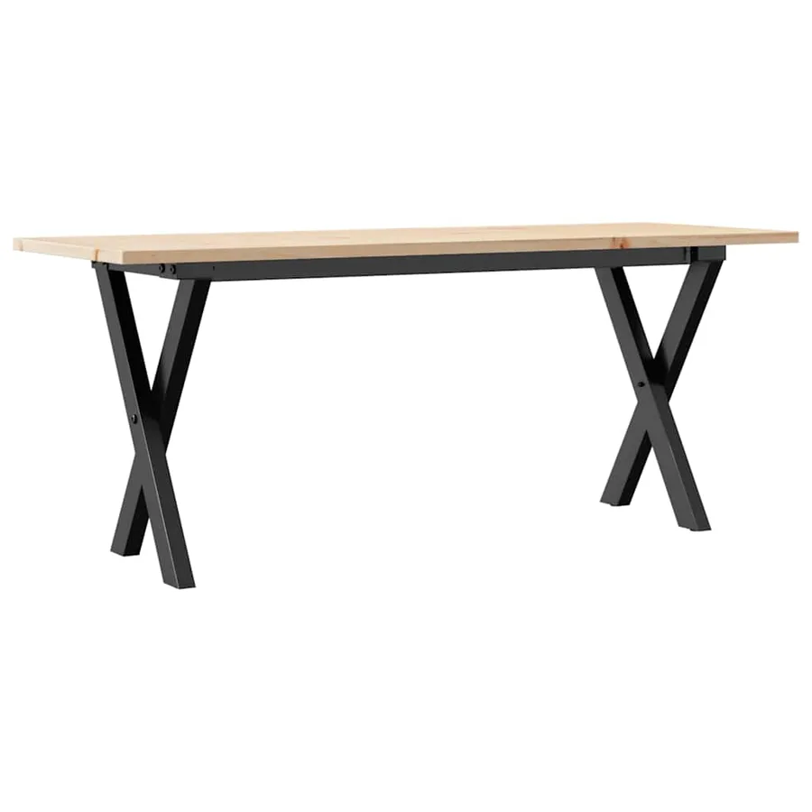 Table basse cadre en X 110x40x45 cm bois de pin massif et acier - 2
