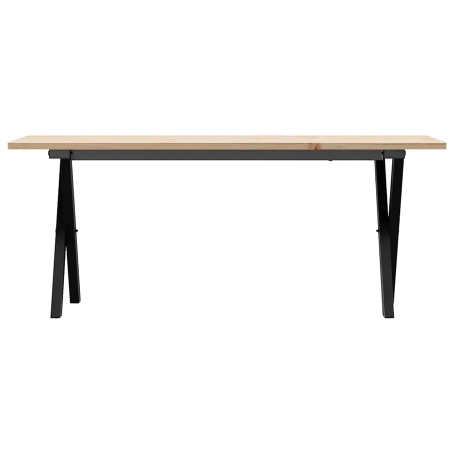 Table basse cadre en X 110x40x45 cm bois de pin massif et acier - 4
