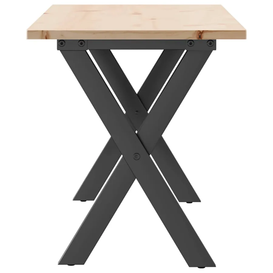 Table basse cadre en X 110x40x45 cm bois de pin massif et acier - 5