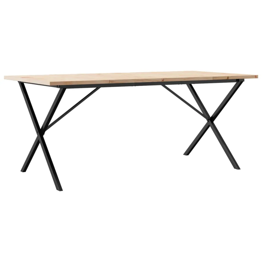 Table à manger cadre en X 180x90x75,5 cm bois pin massif acier - 2