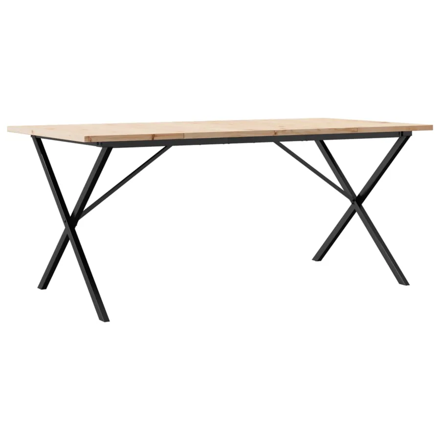 Table à manger cadre en X 180x90x75,5 cm bois pin massif acier - 6