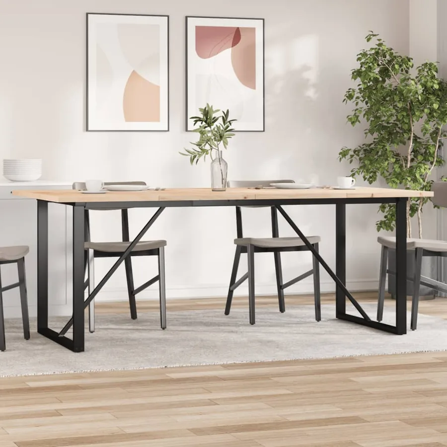 Table à manger cadre en O 200x100x75,5 cm bois pin massif acier
