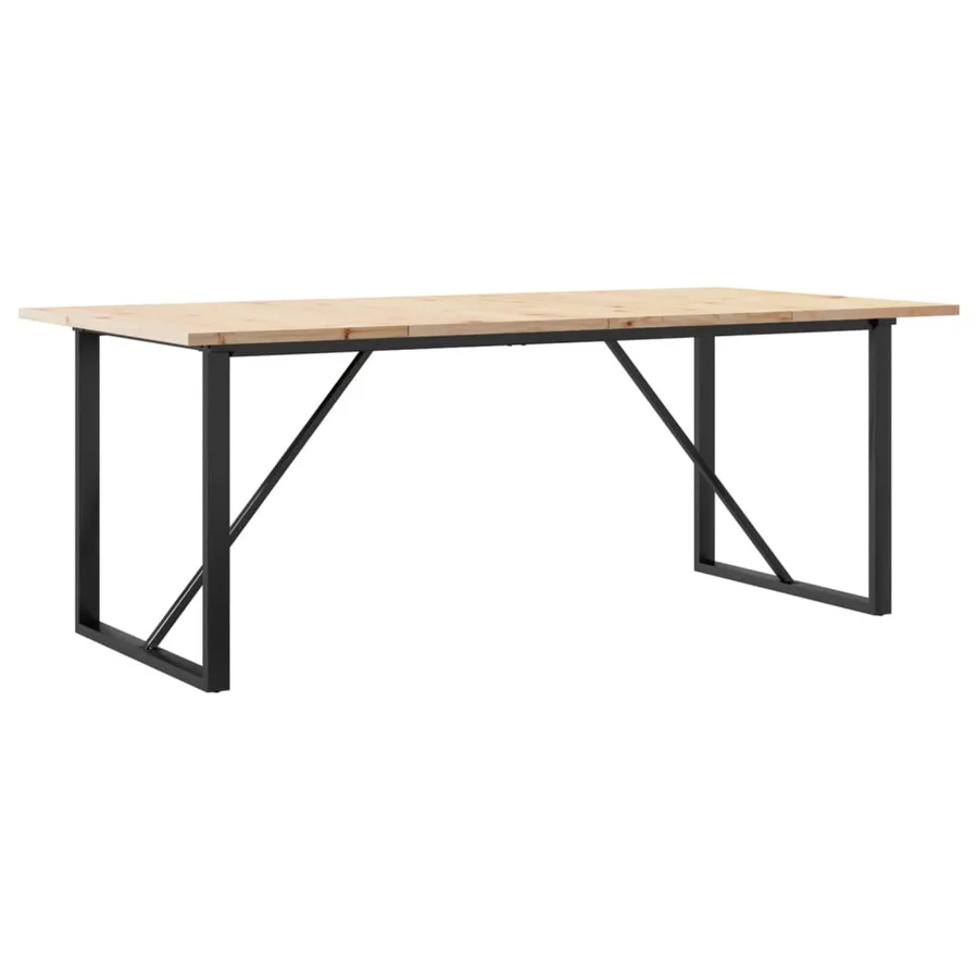 Table à manger cadre en O 200x100x75,5 cm bois pin massif acier - 2