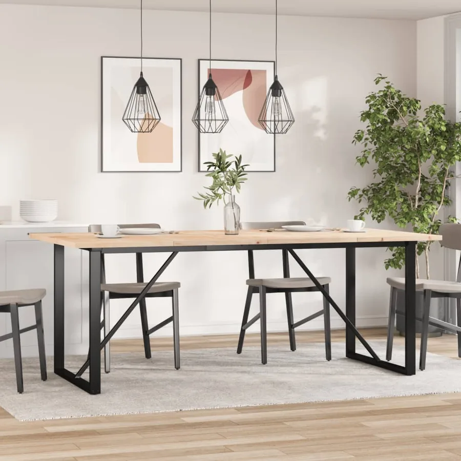 Table à manger cadre en O 200x100x75,5 cm bois pin massif acier - 3