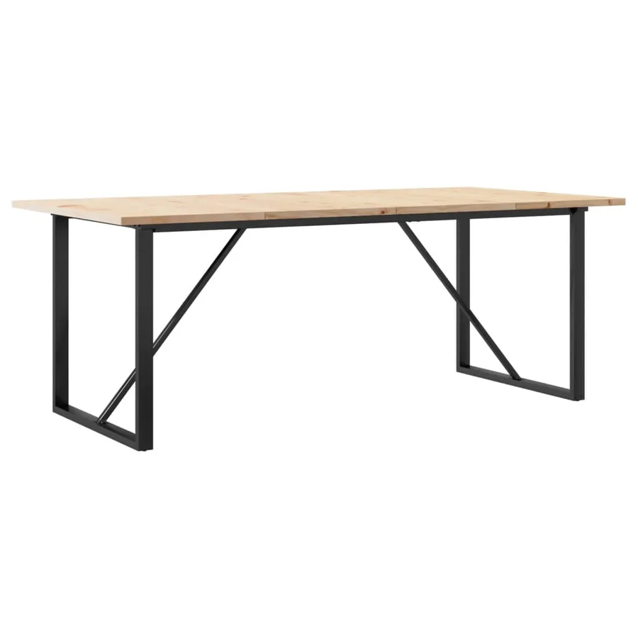 Table à manger cadre en O 200x100x75,5 cm bois pin massif acier - 6
