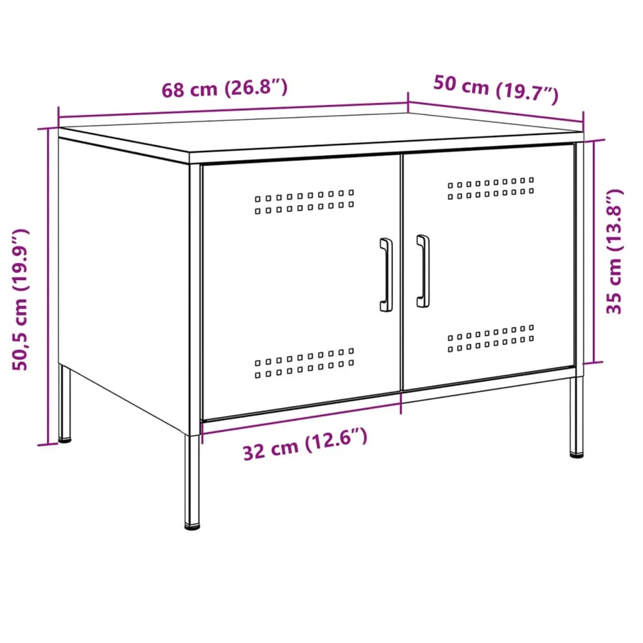 Table basse vert olive 68x50x50,5 cm acier - 12