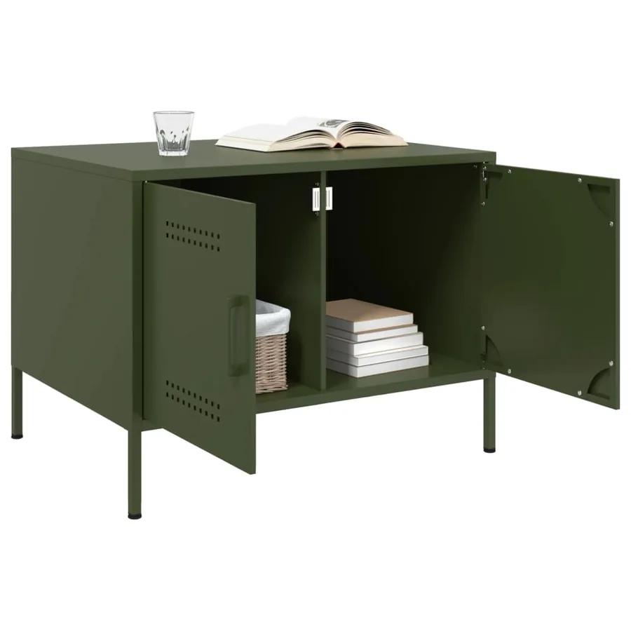 Table basse vert olive 68x50x50,5 cm acier - 3