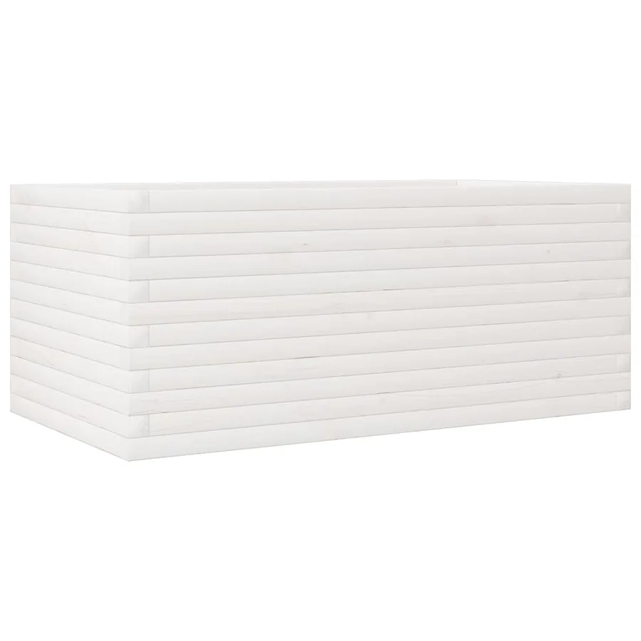 Jardinière blanc 110x60x46 cm bois de pin massif - 2