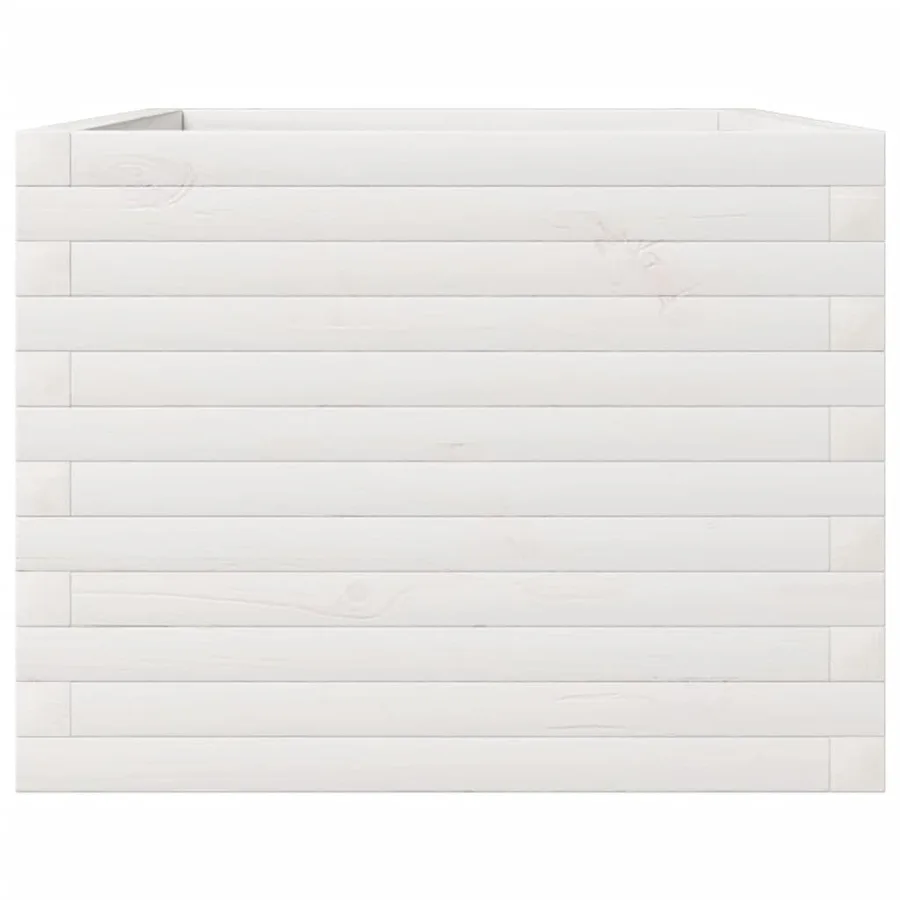 Jardinière blanc 110x60x46 cm bois de pin massif - 6