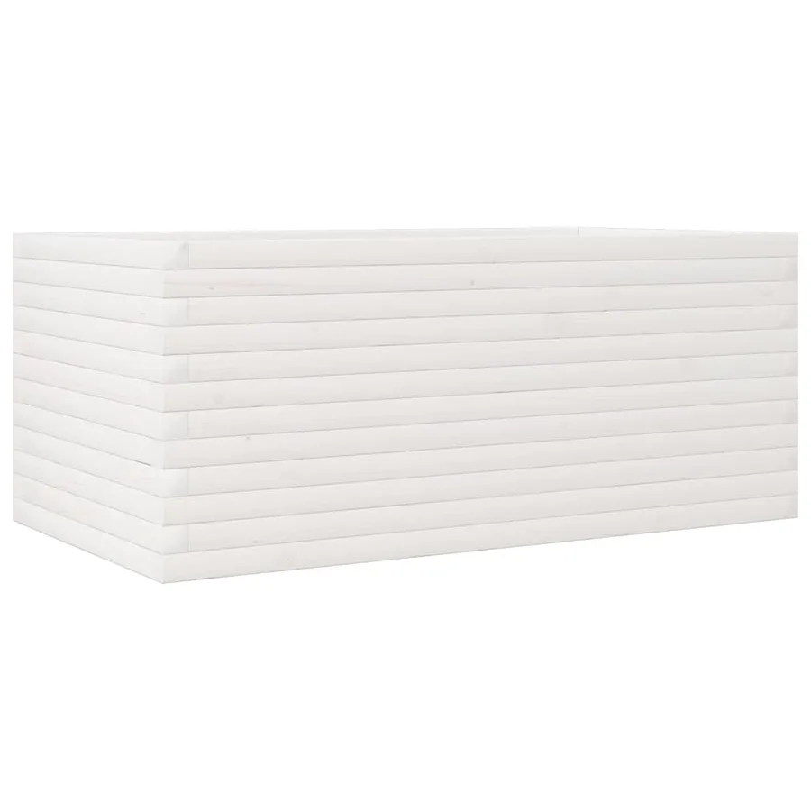 Jardinière blanc 110x60x46 cm bois de pin massif - 7