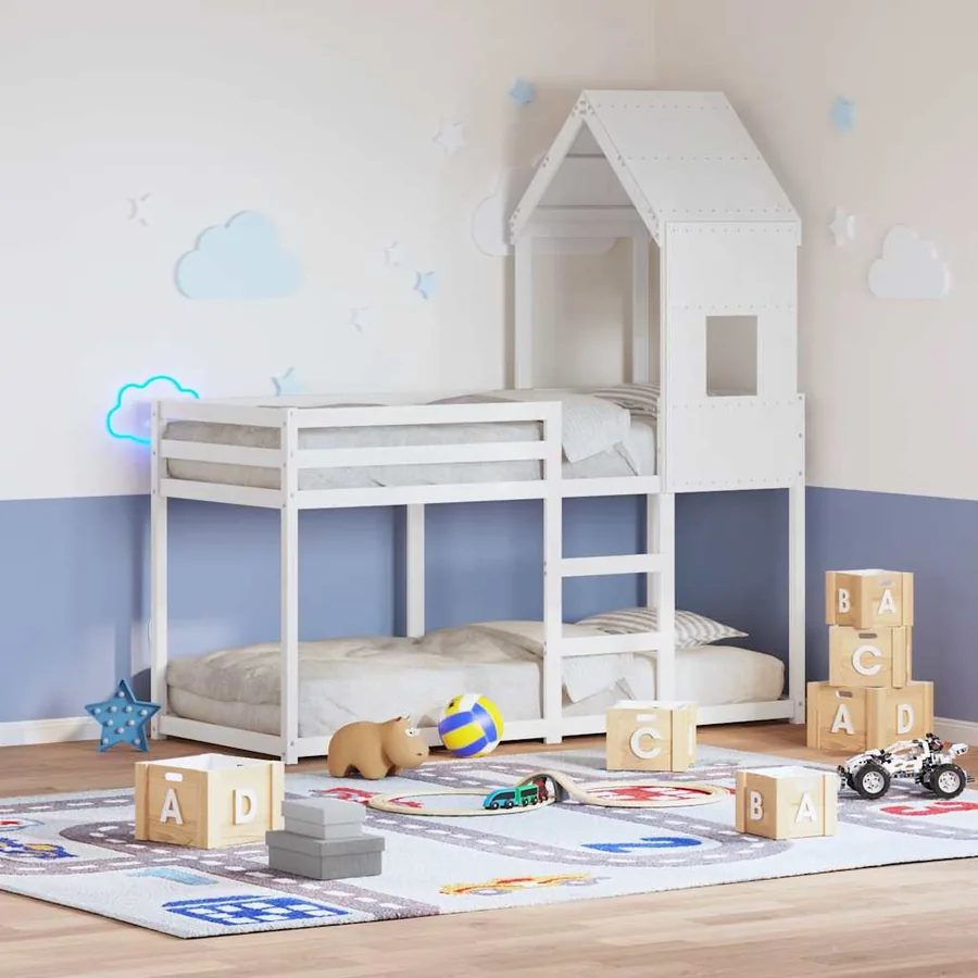 Toit de lit pour enfants blanc 60x99x139,5cm bois de pin massif