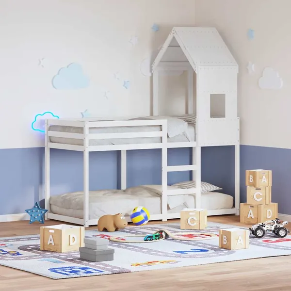Toit de lit pour enfants blanc 60x99x139,5cm bois de pin massif