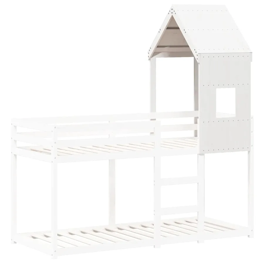 Toit de lit pour enfants blanc 60x99x139,5cm bois de pin massif - 3