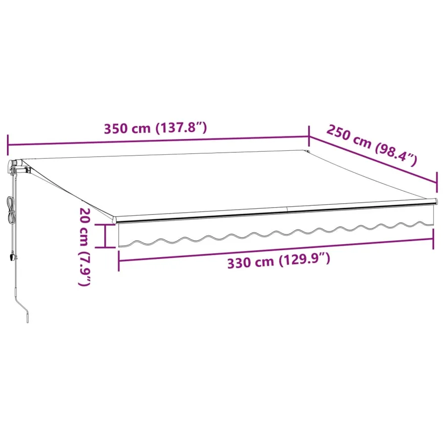 Auvent rétractable automatique marron 350x250 cm - 11