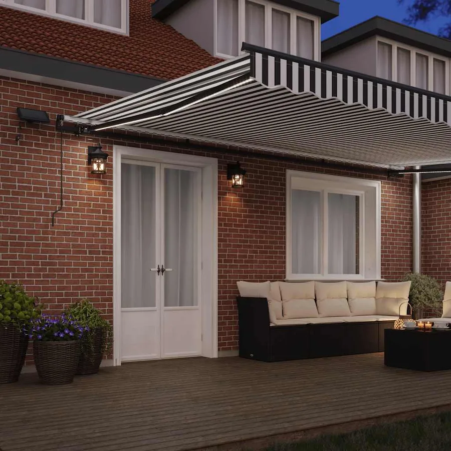 Auvent manuel rétractable avec LED anthracite blanc 500x300 cm - 3