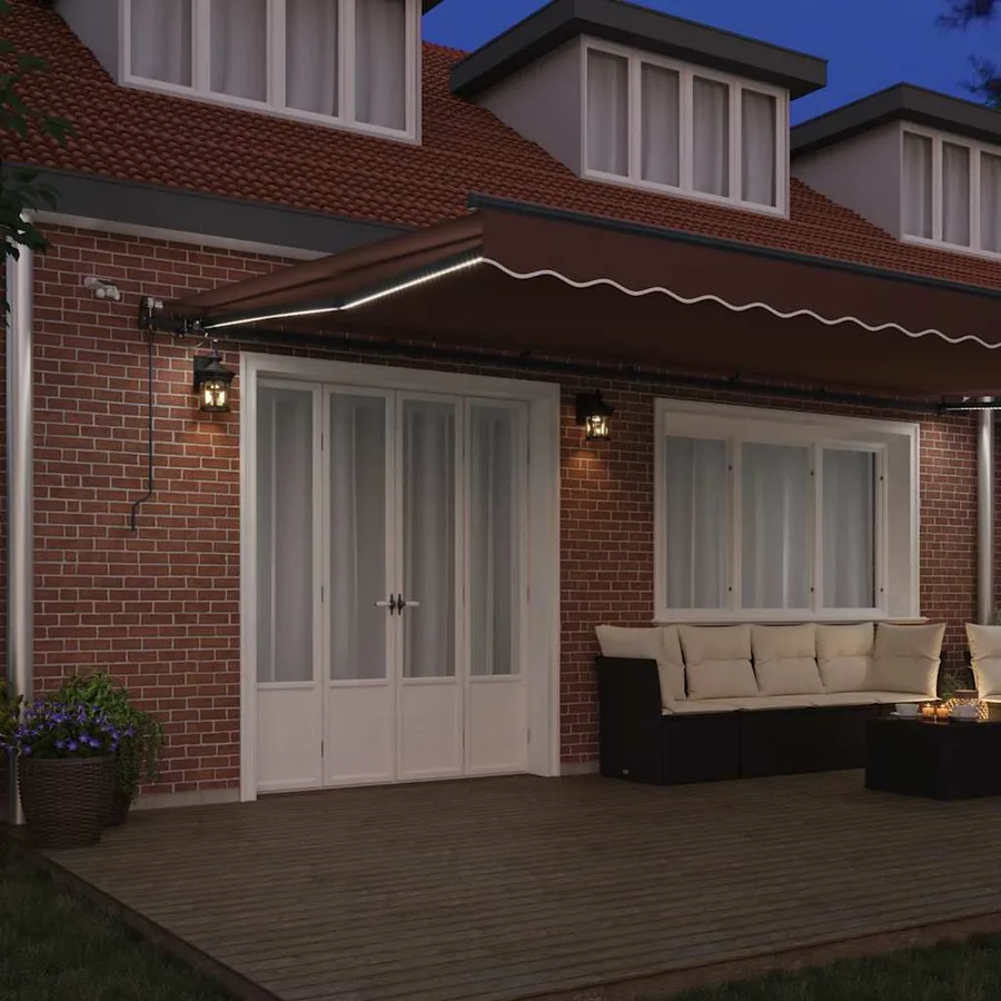 Auvent rétractable automatique avec LED marron 600x300 cm - 3