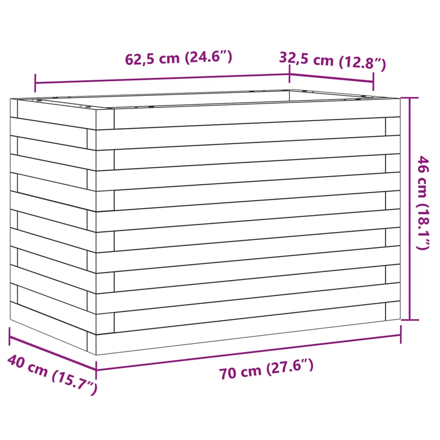 Jardinière cire marron 70x40x46 cm bois de pin massif - 10