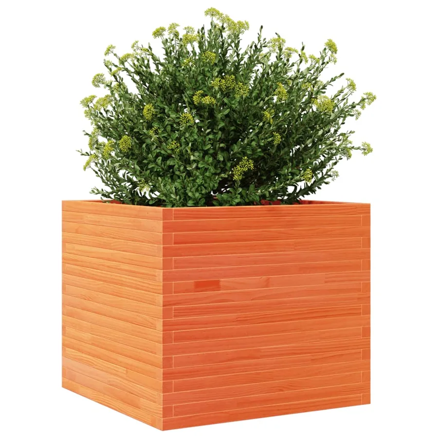 Jardinière cire marron 80x80x68,5 cm bois de pin massif - 4