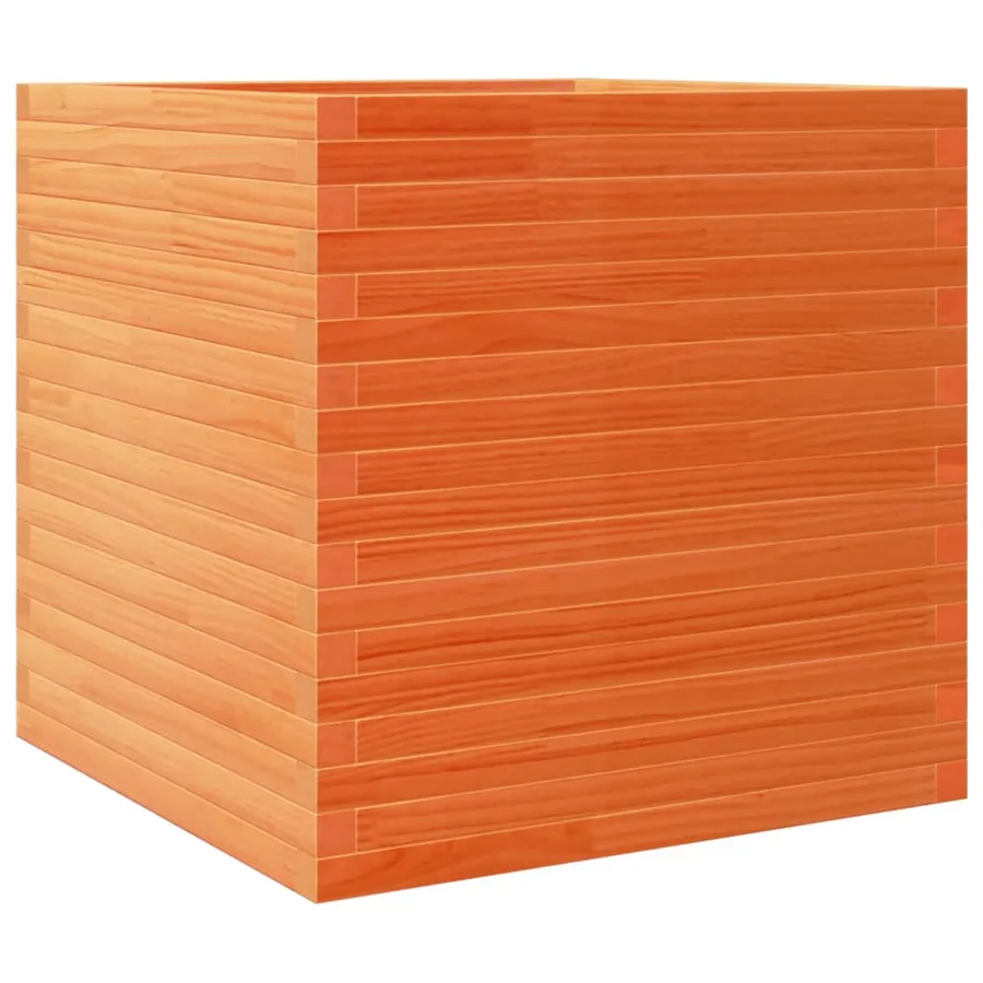 Jardinière cire marron 70x70x68,5 cm bois de pin massif - 2