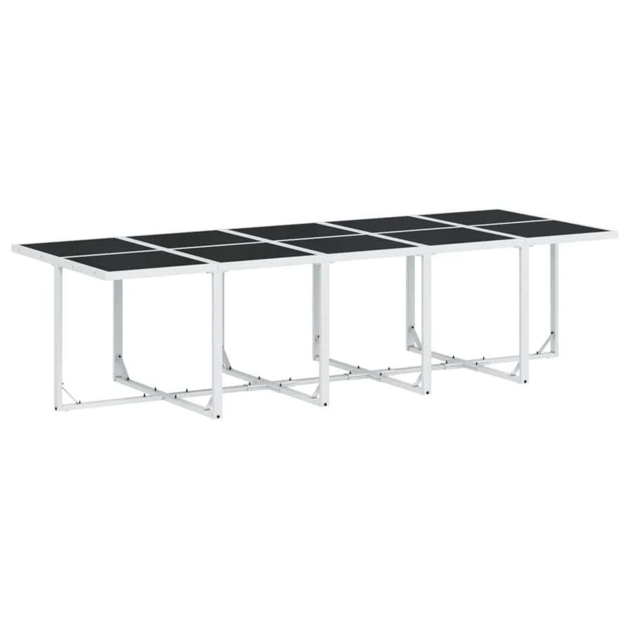 Ensemble à manger de jardin avec coussins 11pcs blanc textilène - 3