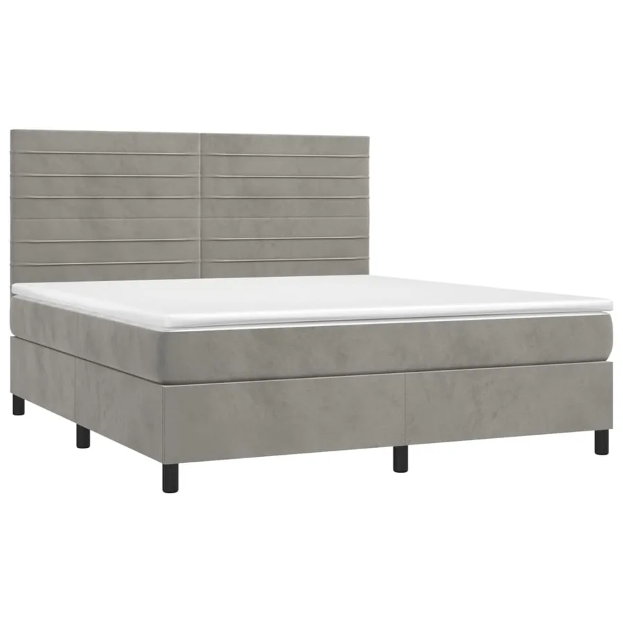 Sommier à lattes de lit et matelas Gris clair 180x200cm Velours - 3