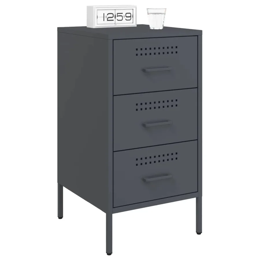 Table de chevet 2 pcs anthracite 36x39x68 cm acier - 3