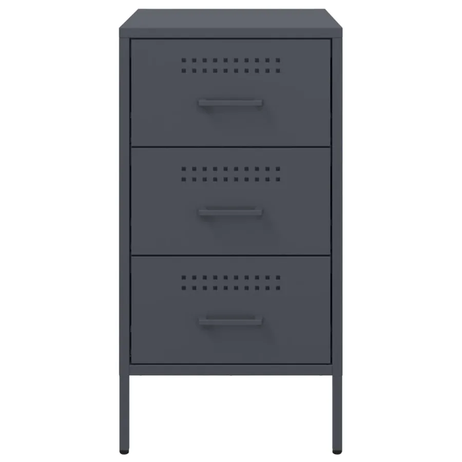 Table de chevet 2 pcs anthracite 36x39x68 cm acier - 6