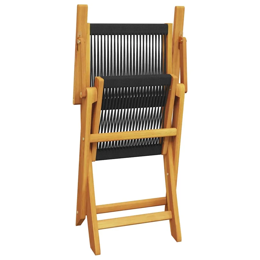 Ensemble de bistro 3 pcs noir polypropylène et bois massif - 8