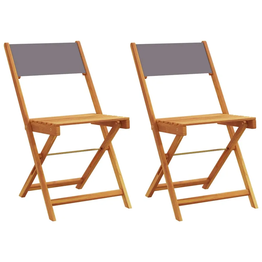 Chaises de bistrot lot de 2 anthracite bois acacia massif tissu - 2