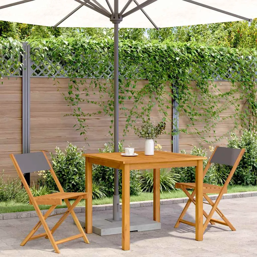 Chaises de bistrot lot de 2 anthracite bois acacia massif tissu - 3