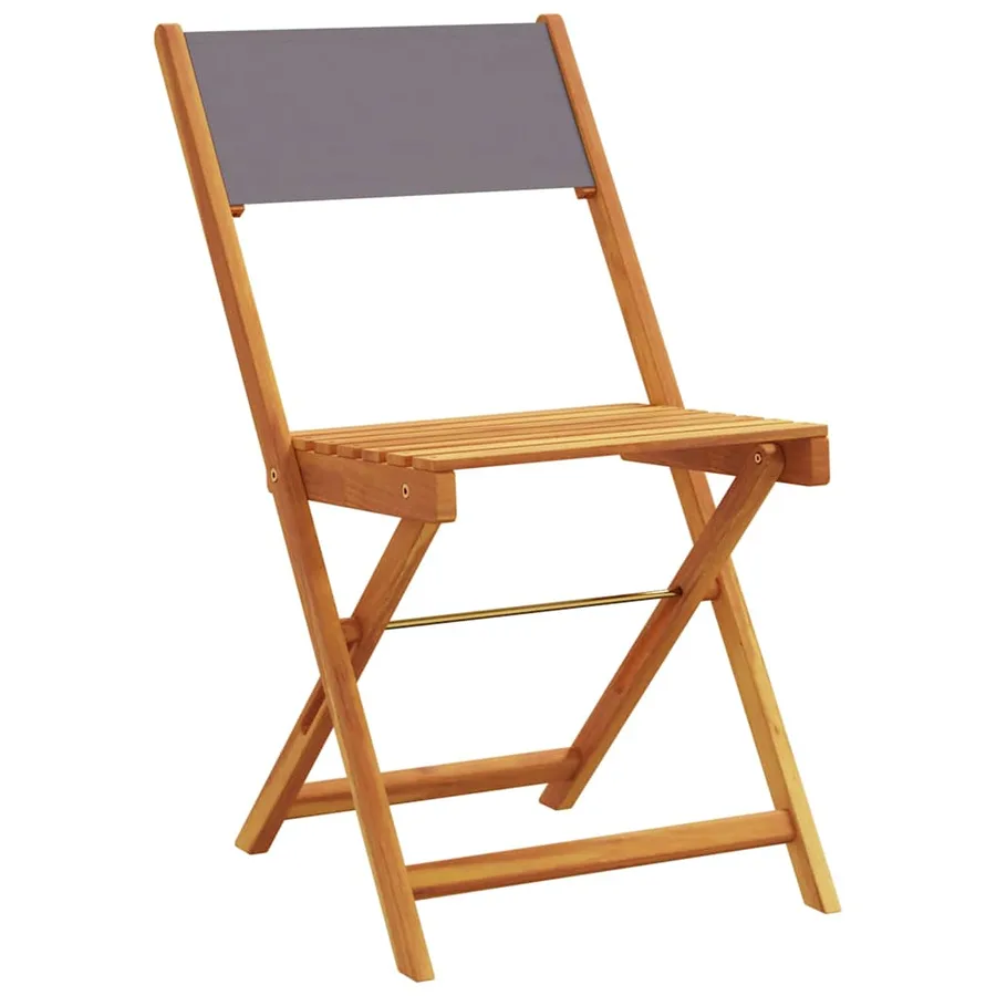 Chaises de bistrot lot de 2 anthracite bois acacia massif tissu - 4
