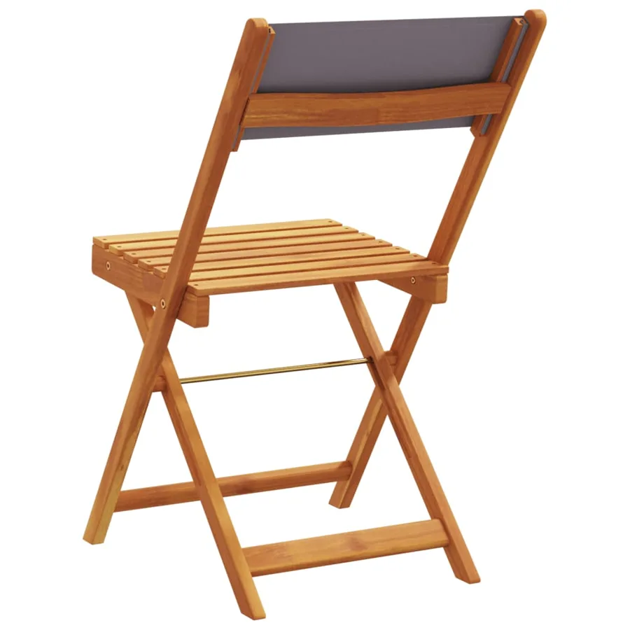 Chaises de bistrot lot de 2 anthracite bois acacia massif tissu - 7