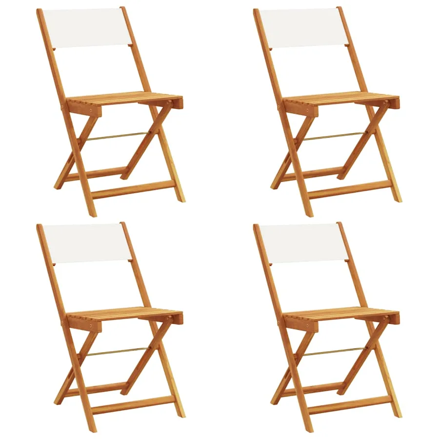 Chaises de jardin pliantes lot de 4 tissu et bois massif - 2