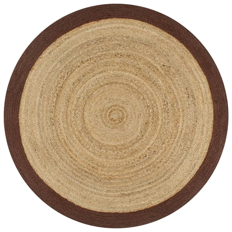 Tapis fait à la main Jute avec bord marron 90 cm