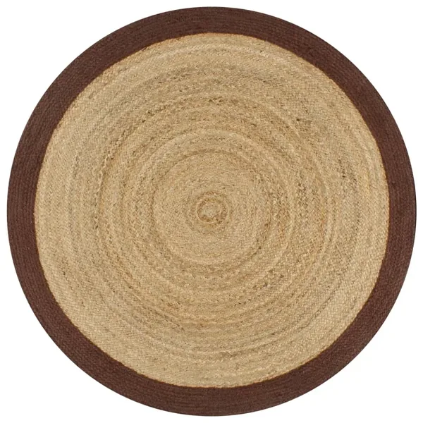 Tapis fait à la main Jute avec bord marron 90 cm