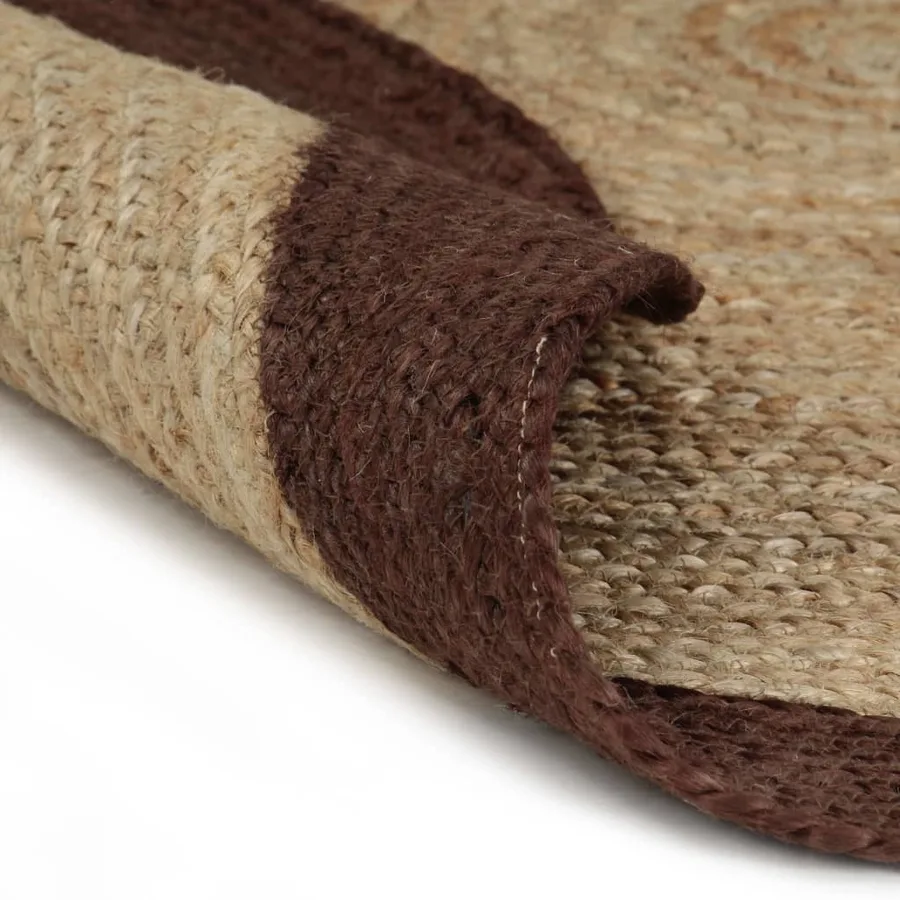 Tapis fait à la main Jute avec bord marron 90 cm - 2